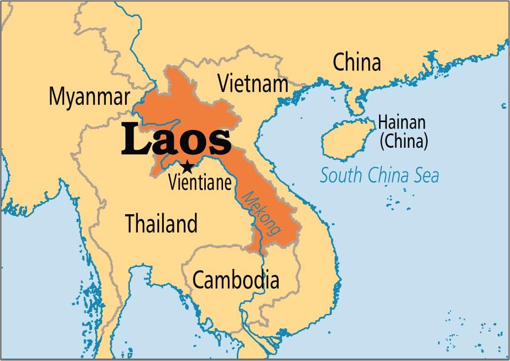 dünya haritasında ülke laos