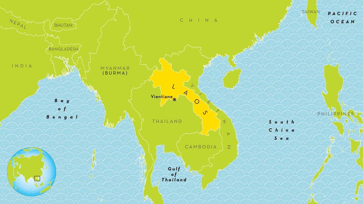dünya haritası üzerinde laos konumu