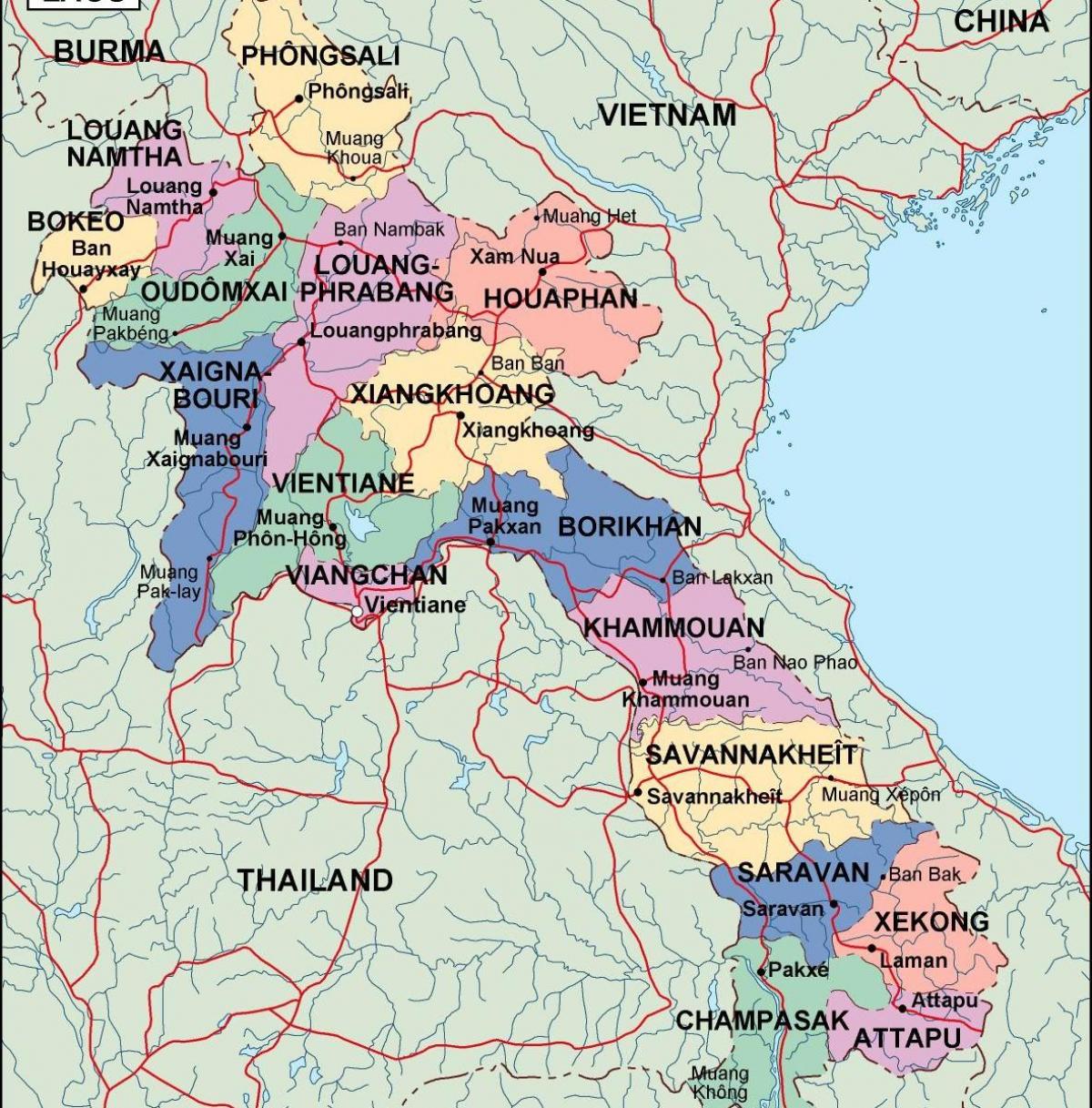 laos siyasi harita