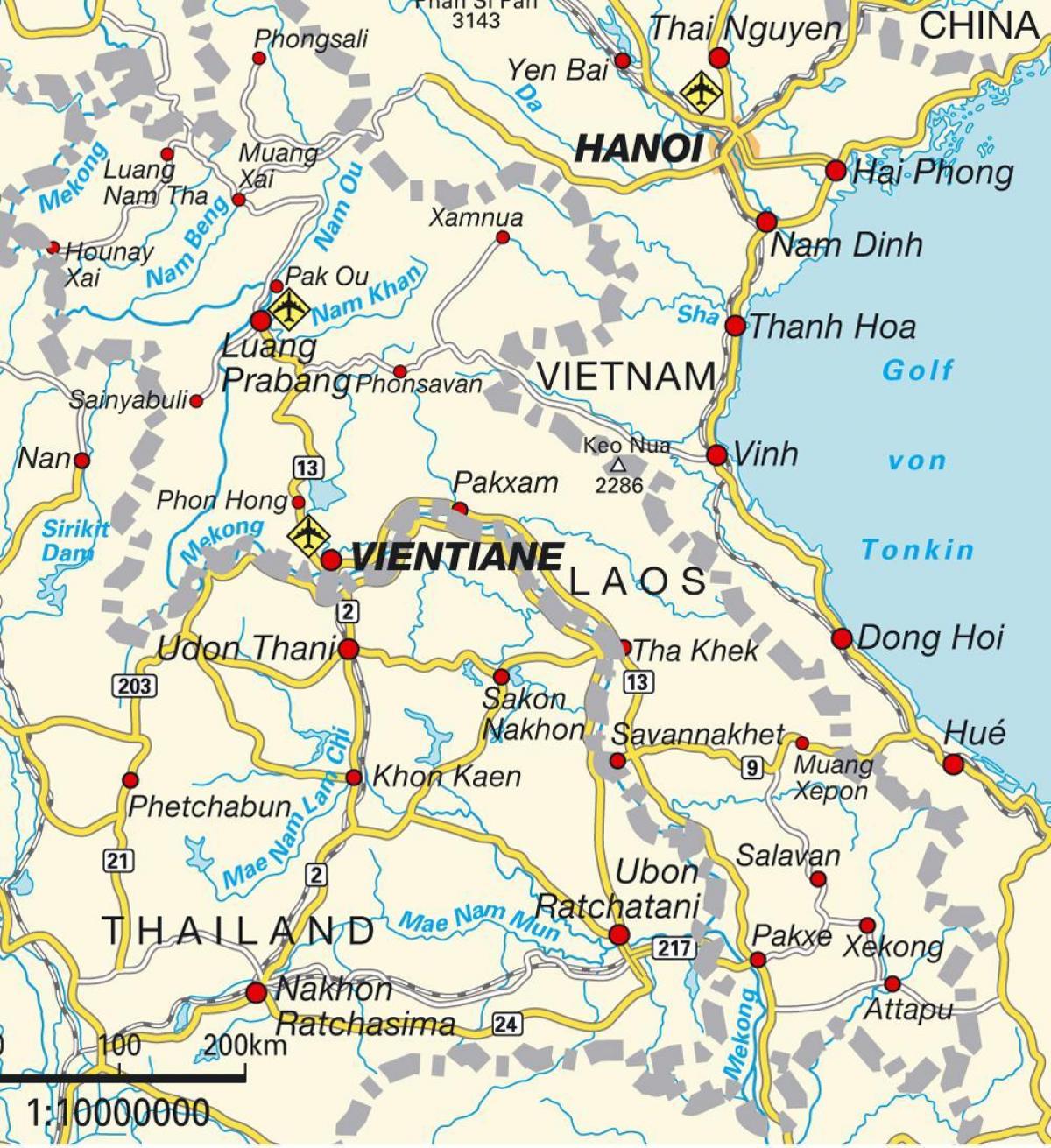 laos haritası havaalanları 