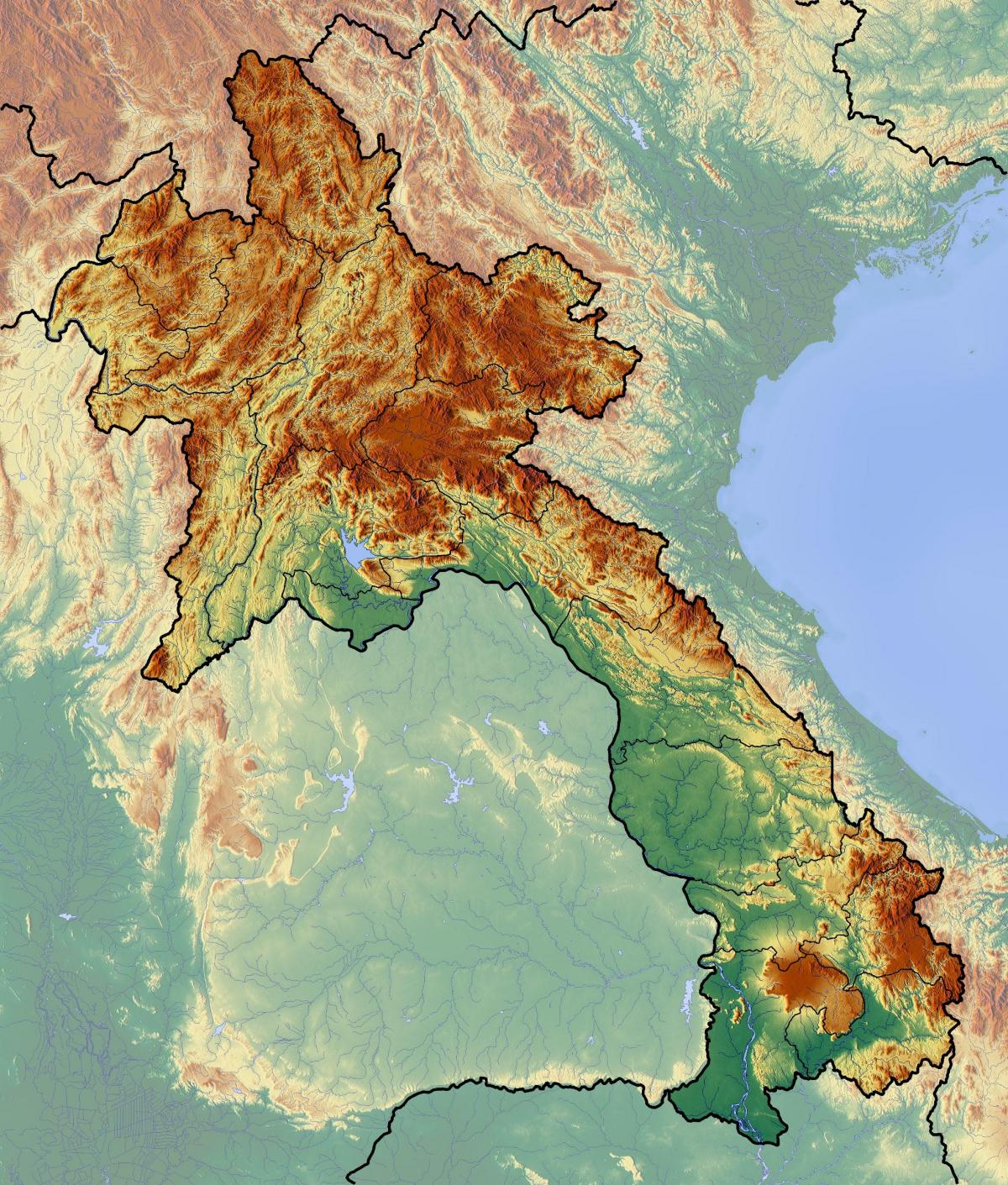 Laos haritası topografik