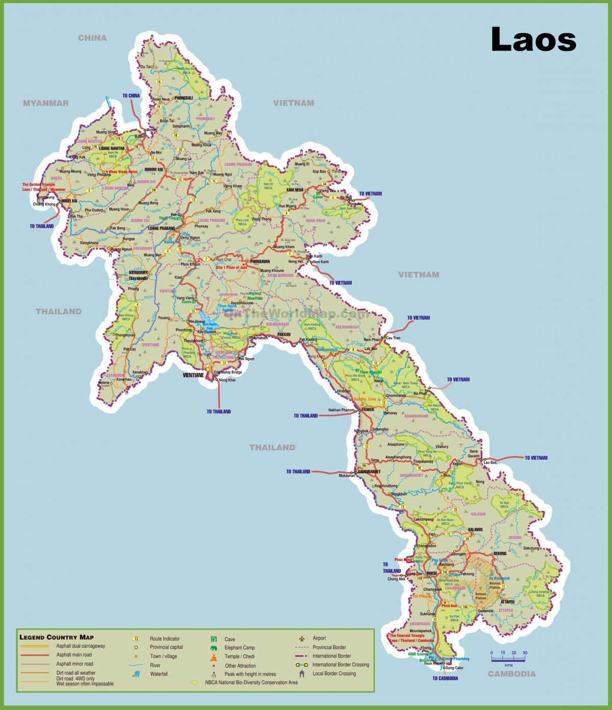 laos turistik haritası
