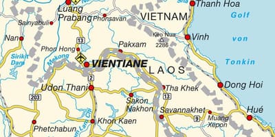 Laos haritası havaalanları 