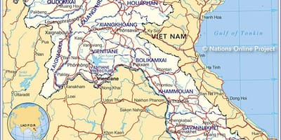 Laos ve çevre ülkeler haritası 