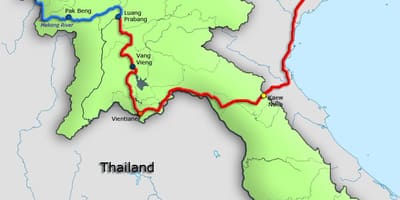 Laos haritası Mekong Nehri 